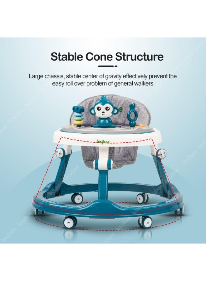 Baybee Drono Baby Walker for Kids, Round Kids Walker with 4 Seat Height Adjustable | Activity Walker for Baby with with Food Tray & Musical Bar | Walkers for Baby Boys Girls (Blue) - Image 2